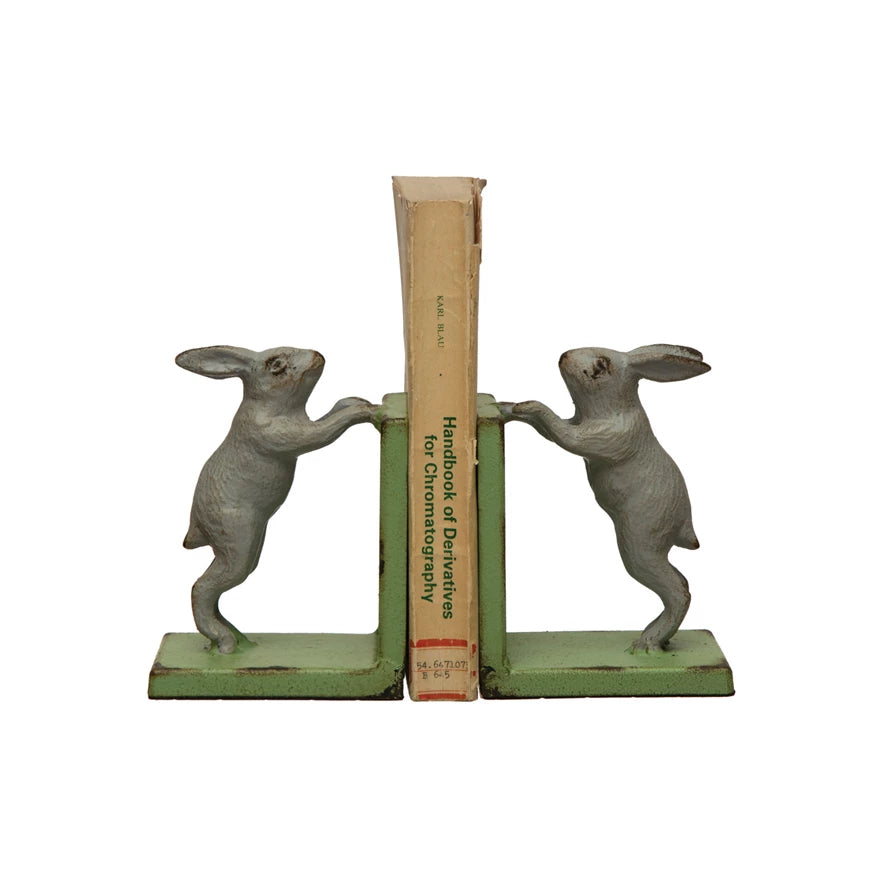 Set of 2 Gray Rabbit Bookends