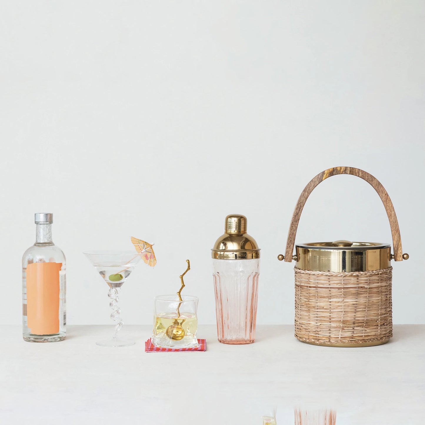 Vintage Glass Cocktail Shaker with Stainless Steel Top