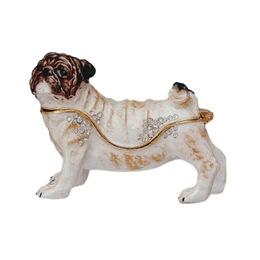 Enameled Metal Pug Trinket Box