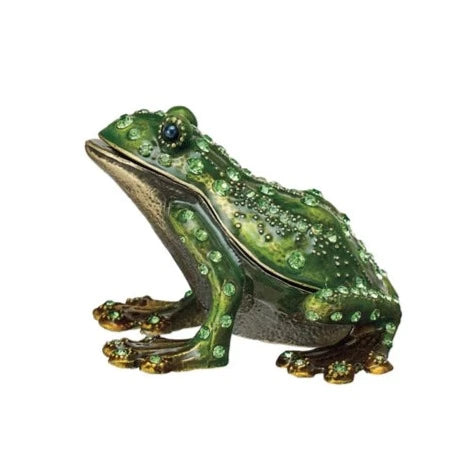 Enameled Metal Frog Trinket Box