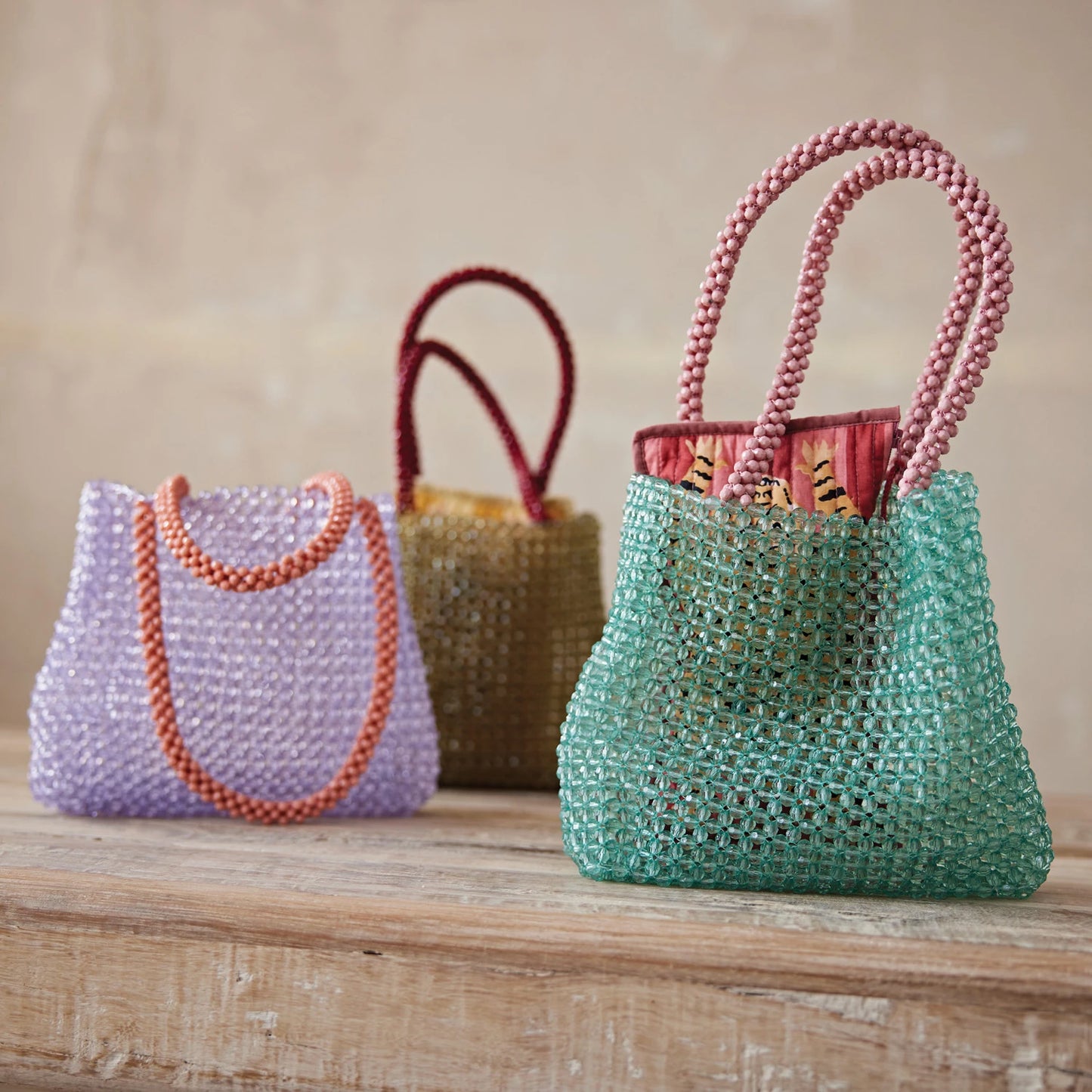 Quinn Handmade Beaded Two Tone Tote Bag