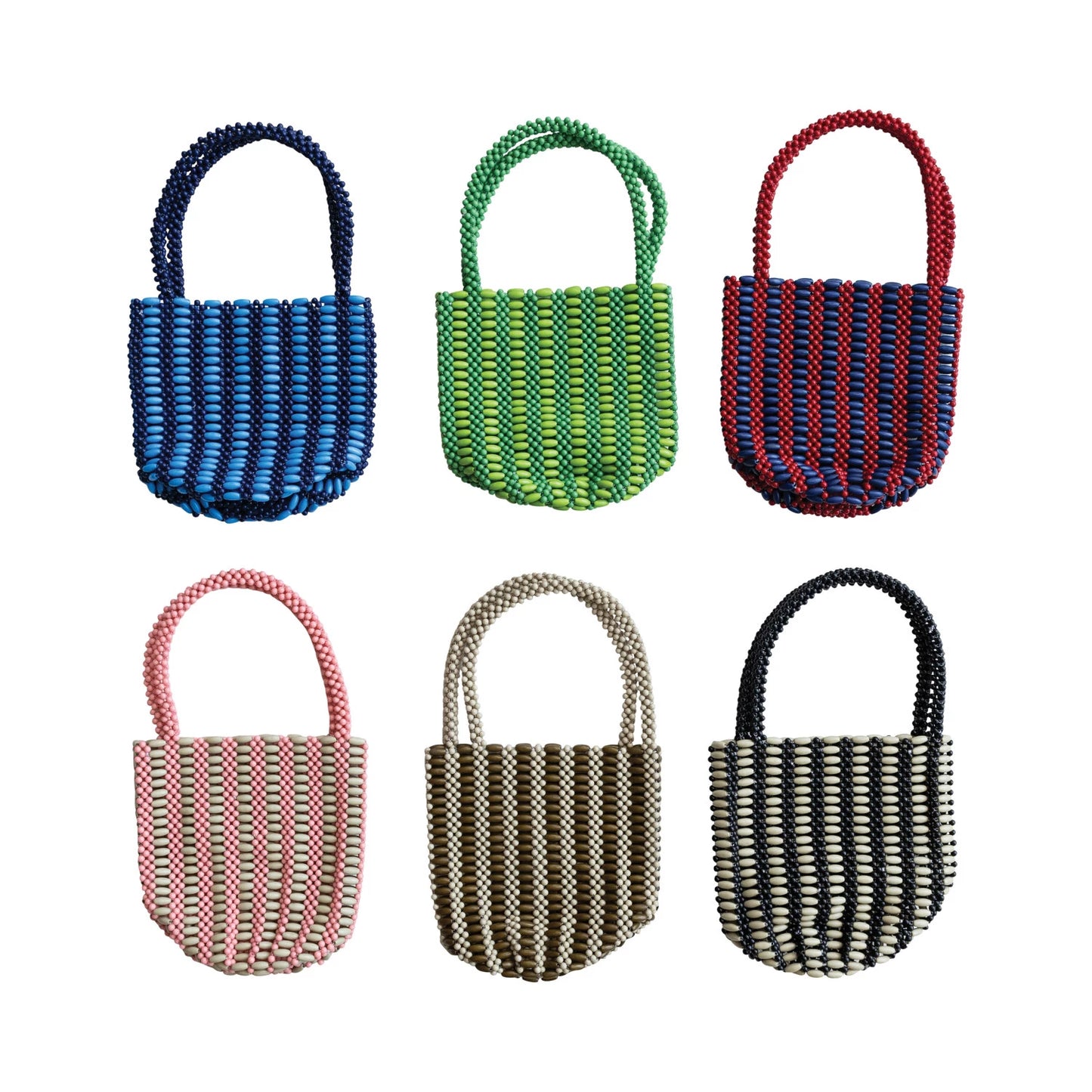 Abena Handmade Striped Beaded Tote