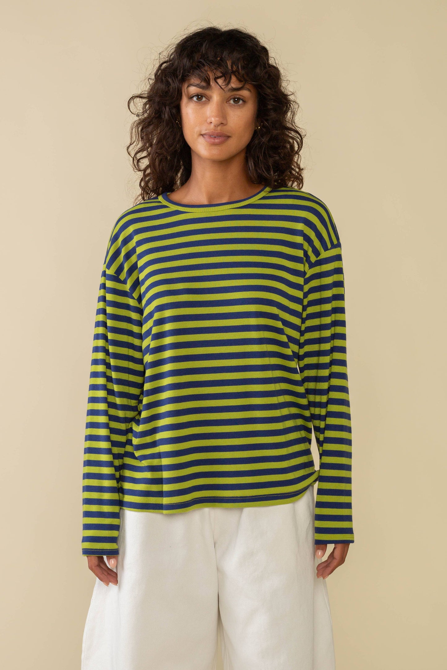 Culver Striped Rib Knit Long Sleeve Tee