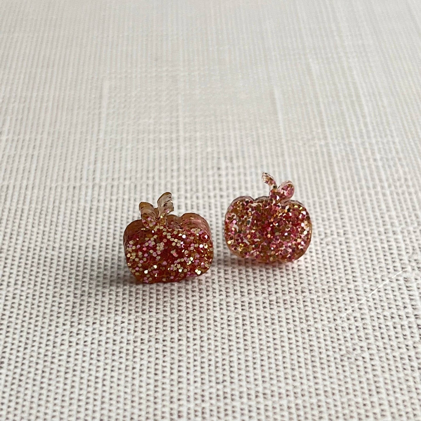 Glittery Pumpkin - Halloween Stud Earrings