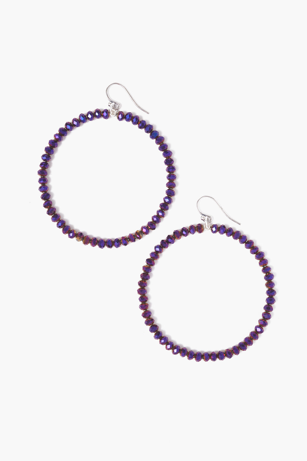 Seed Beaded Crystal Hoop Earrings