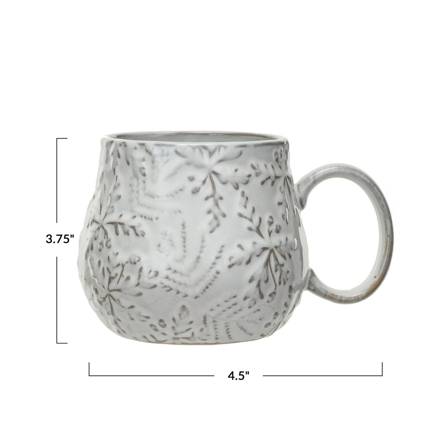 Lucius 16 oz. Embossed Reactive Glaze Stoneware Mug w/ Snowflakes