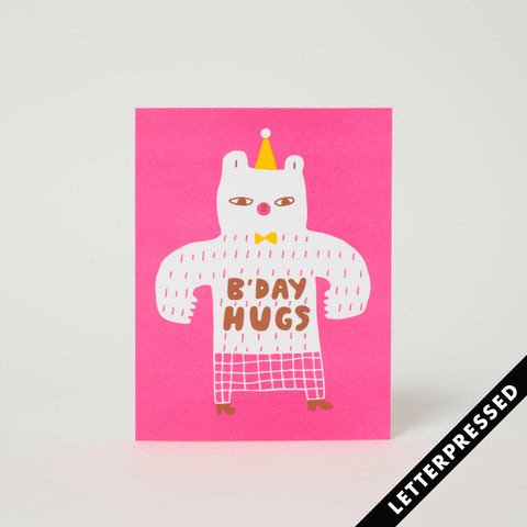 Birthday Bear Hugs Letterpress Card