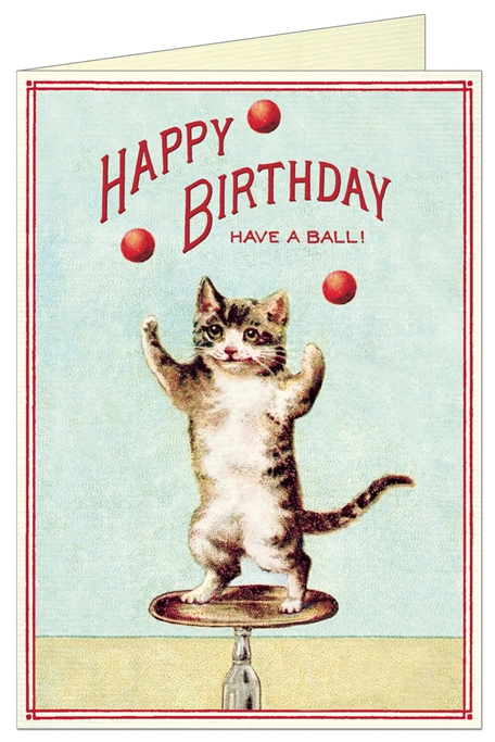 Juggling Cat Birthday Card