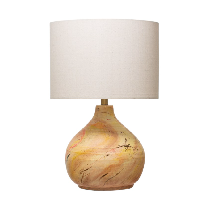 Marbled Terracotta Table Lamp with Shade