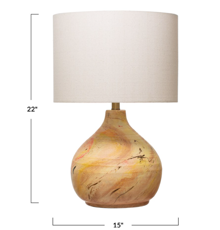 Marbled Terracotta Table Lamp with Shade