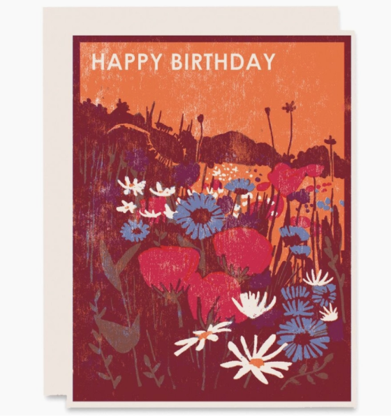 Wildflowers Happy Birthday Letterpress Card