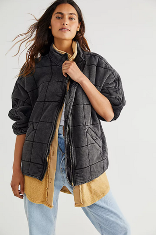 Dolman Quilted Knit Oversized Jacket