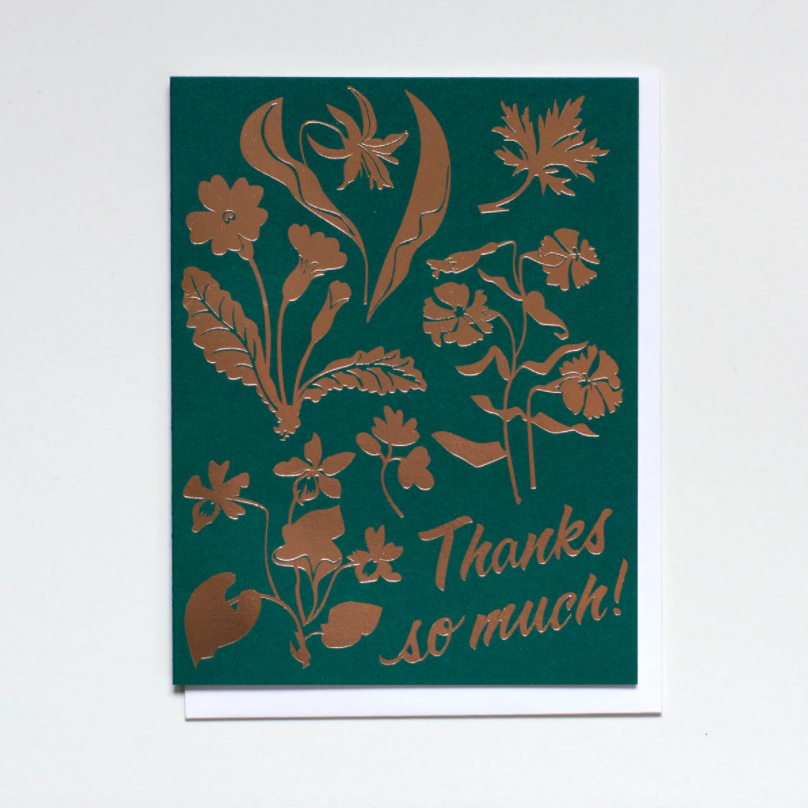 Wildflowers Rose Gold Foil Thanks Card