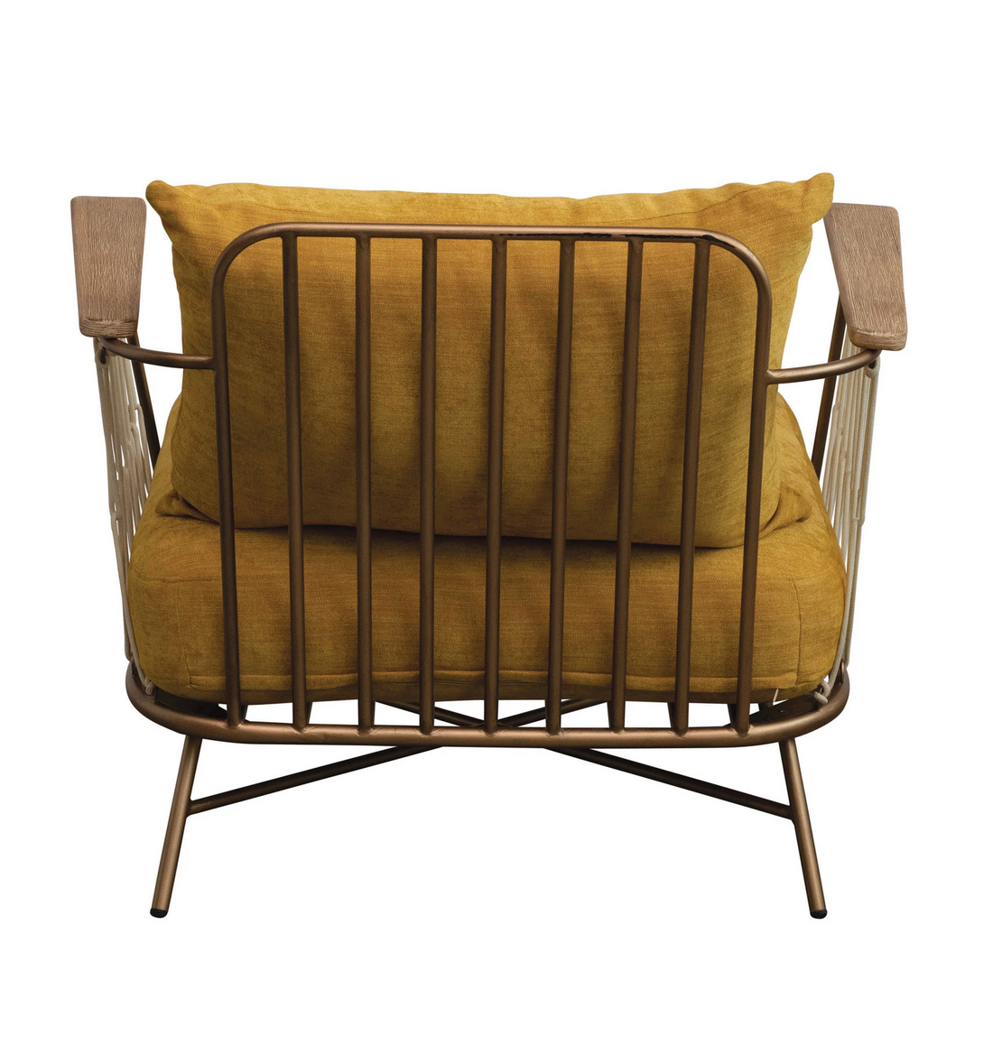 Metal and Woven Nylon Rope Chair with Cushions