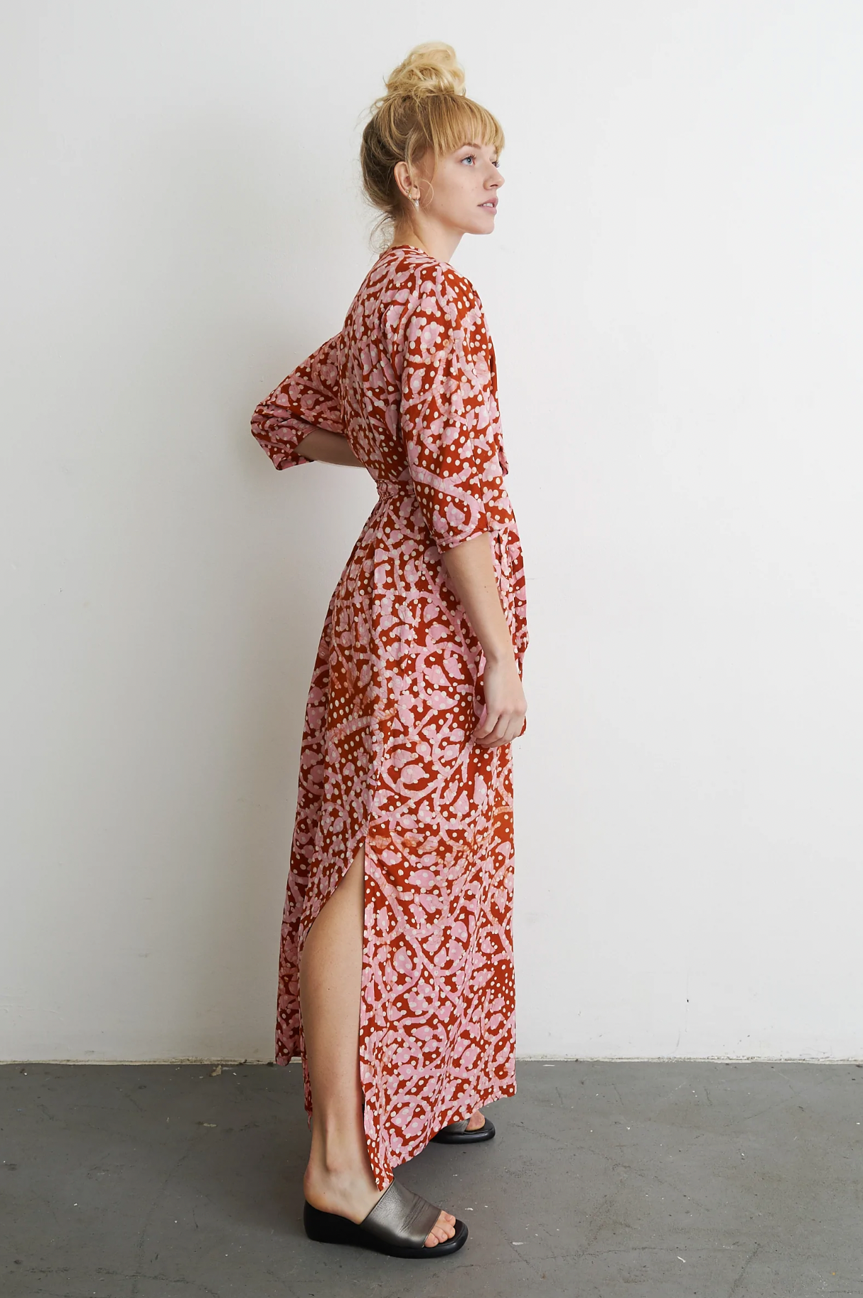 Hand Dyed Letsa Wrap Dress in Hedera
