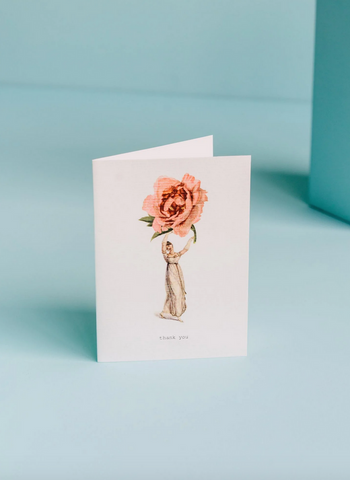 Thank You (Woman and Rose) Greeting Card