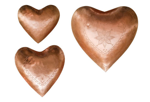 Embossed Metal Heart Copper
